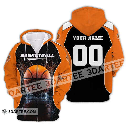 Unisex Shirt Custom Name Basketball T-Shirt Gift For Player Zipper Hoodie / S