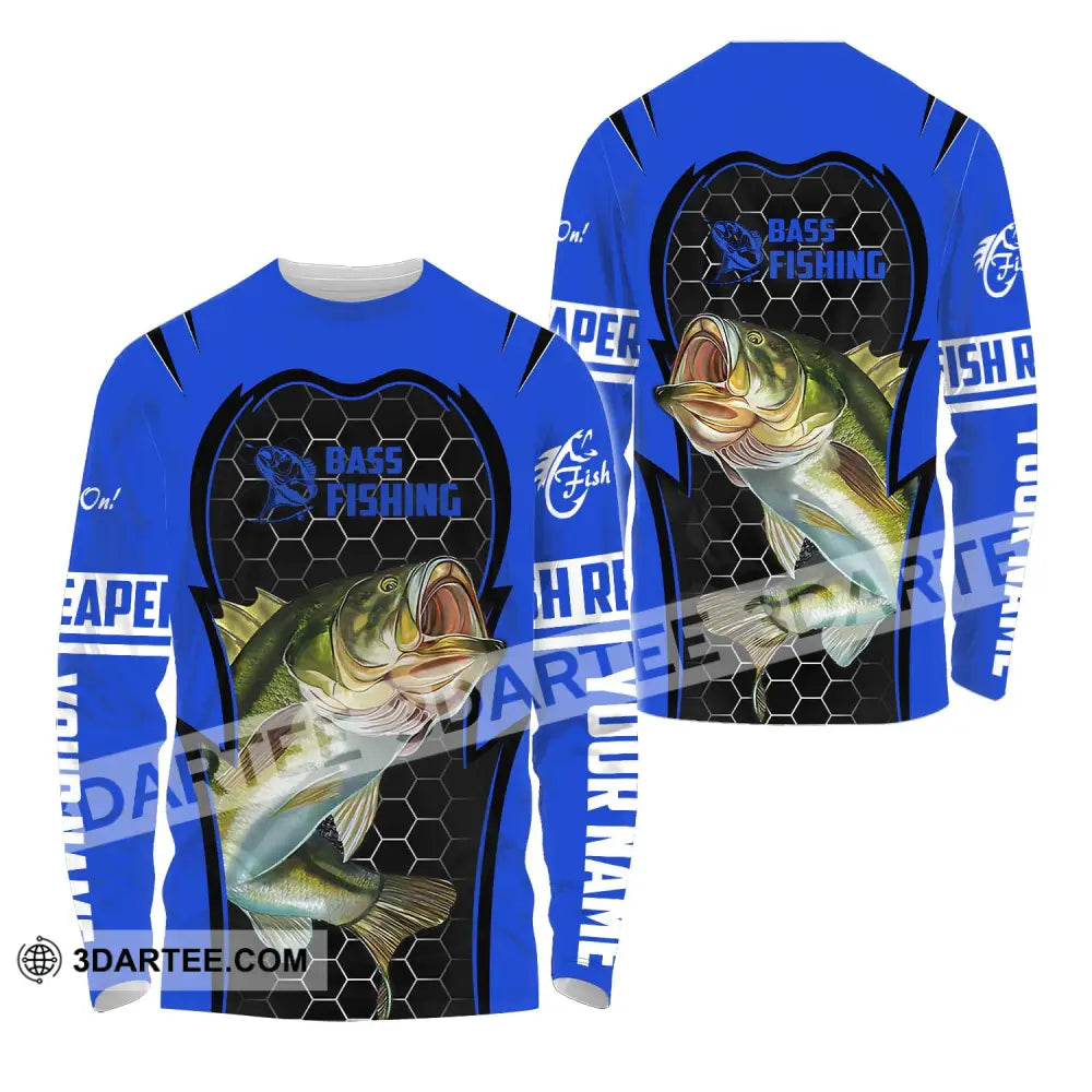 Unisex Shirt - Custom Name Bass Fishing Long Sleeve / S T-Shirt