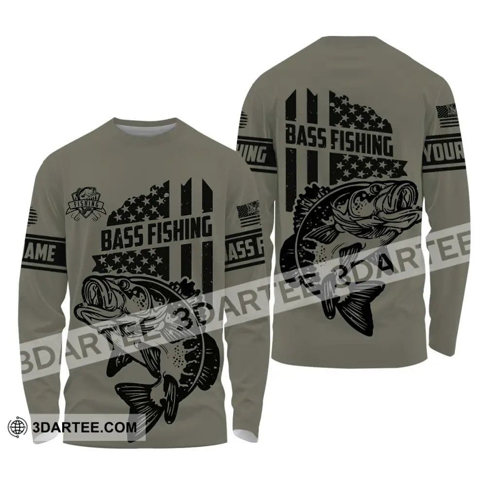 Unisex Shirt - Custom Name Bass Fishing Long Sleeve / S T-Shirt