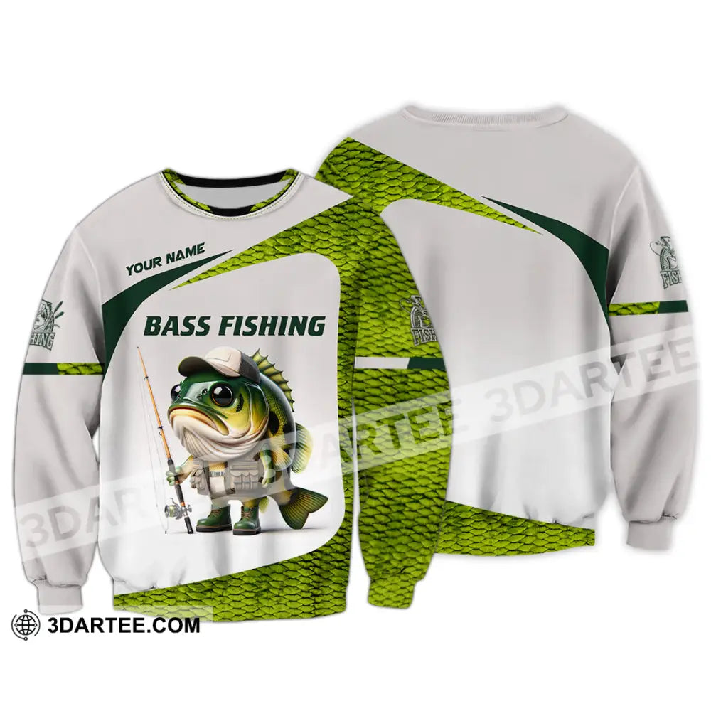 Unisex Shirt Custom Name Bass Fishing Lover Hoodie Long Sleeve / S T-Shirt