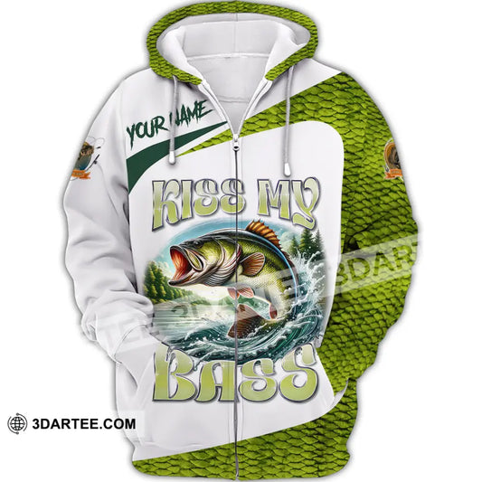 Unisex Shirt Custom Name Bass Fishing Lover Hoodie Polo Long Sleeve Zipper / S T-Shirt