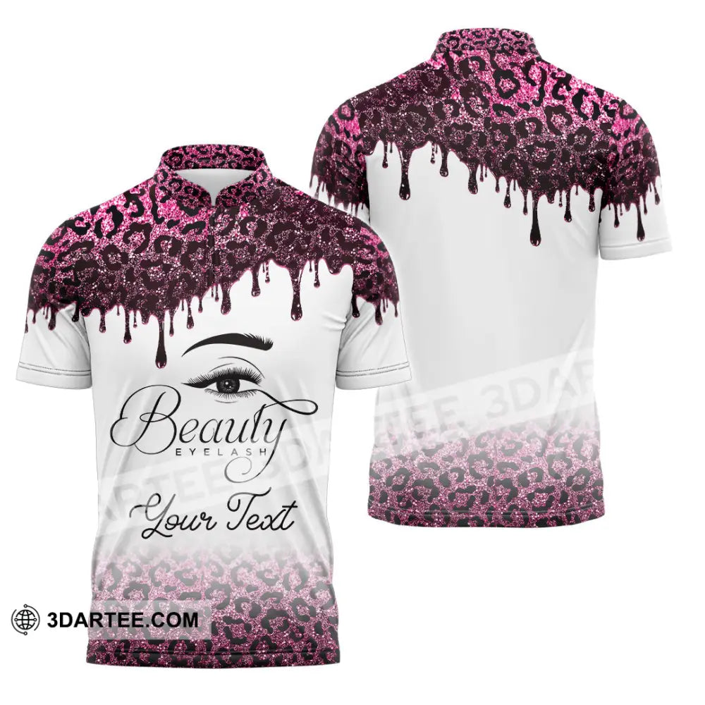 Unisex Shirt - Custom Name Beautiful Eyelash Zipper Polo / S T-Shirt