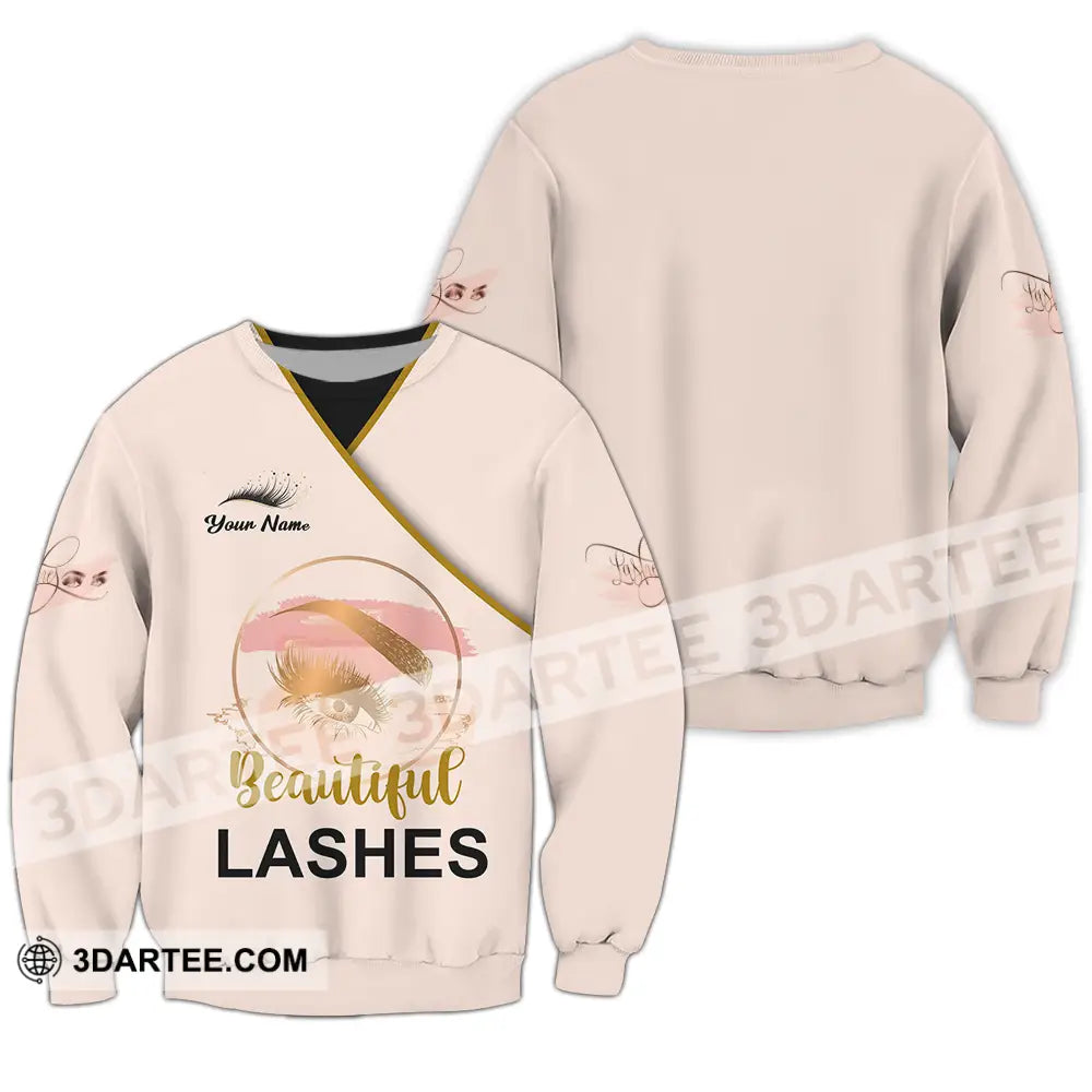 Unisex Shirt - Custom Name Beautiful Lashes Long Sleeve / S T-Shirt