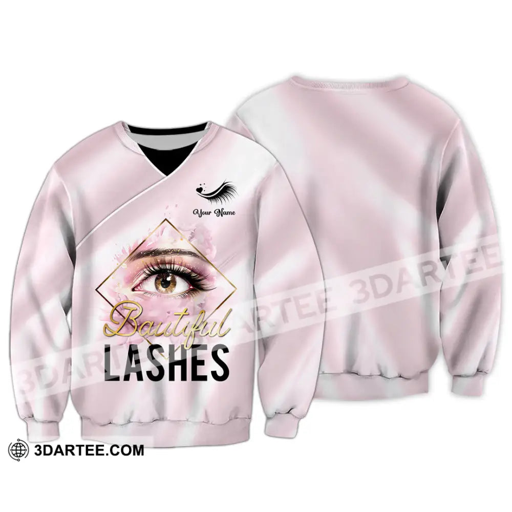 Unisex Shirt - Custom Name Beautiful Lashes Long Sleeve / S T-Shirt