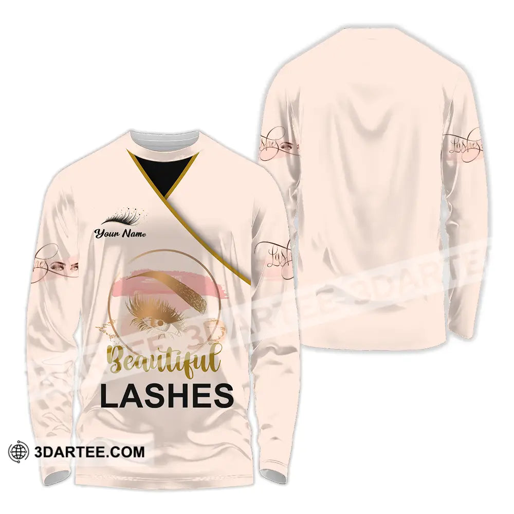 Unisex Shirt - Custom Name Beautiful Lashes Long Sleeve / S T-Shirt