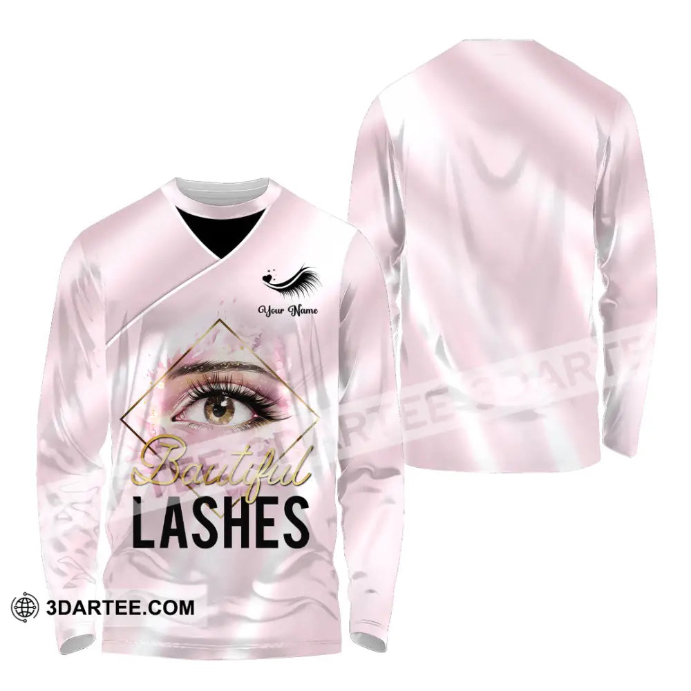 Unisex Shirt - Custom Name Beautiful Lashes Long Sleeve / S T-Shirt