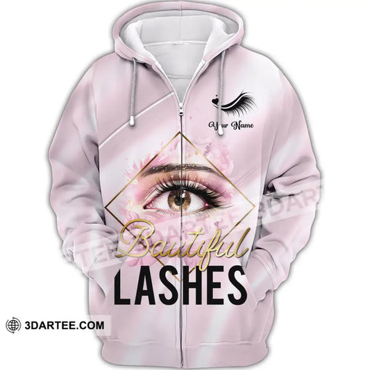 Unisex Shirt - Custom Name Beautiful Lashes Zipper Hoodie / S T-Shirt