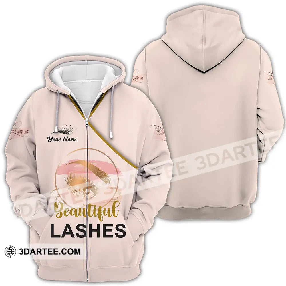 Unisex Shirt - Custom Name Beautiful Lashes Zipper Hoodie / S T-Shirt