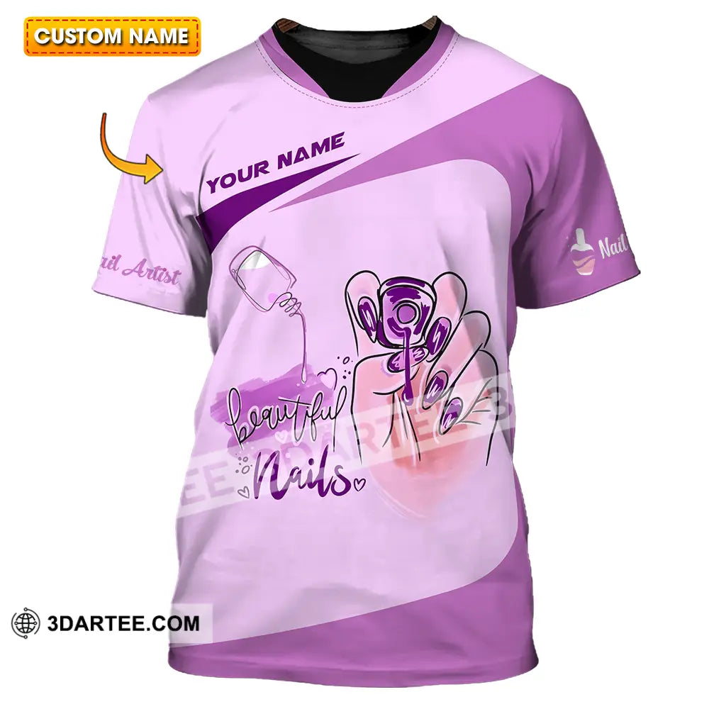 Unisex Shirt - Custom Name Beauty Nails Artist T-Shirt