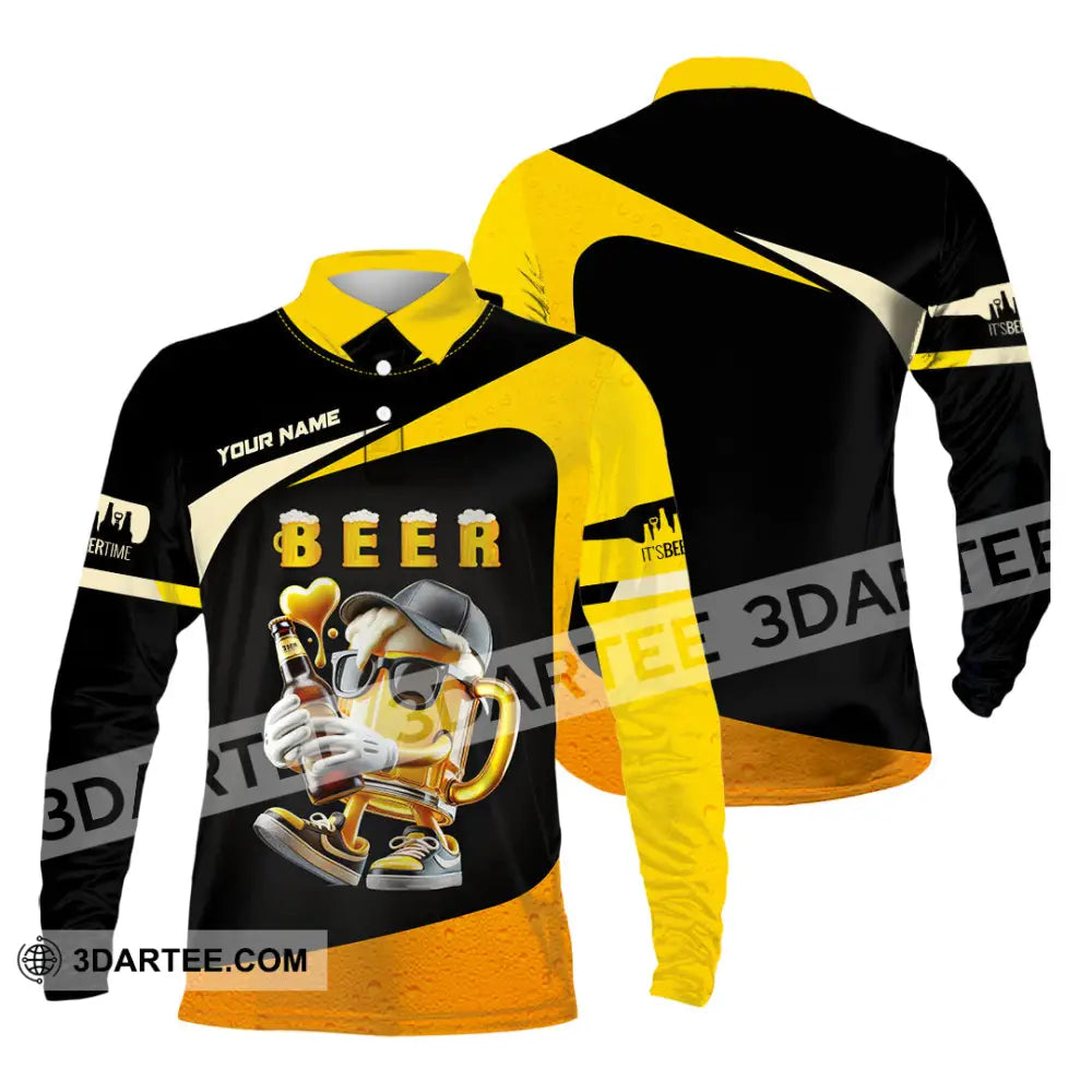 Unisex Shirt Custom Name Beer Polo Long Sleeve / S T-Shirt