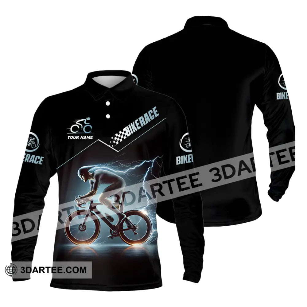 Unisex Shirt Custom Name Bike Race Polo Long Sleeve / S T-Shirt