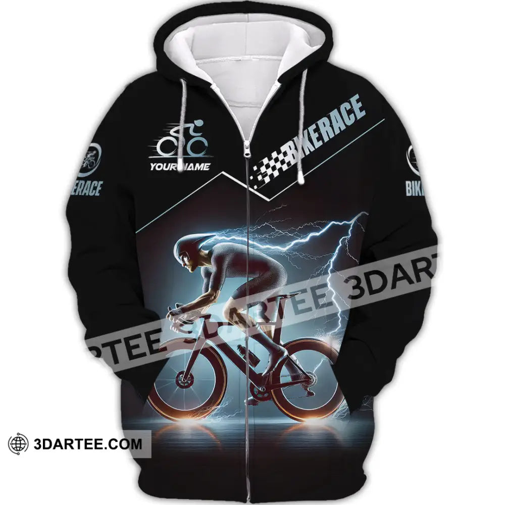 Unisex Shirt Custom Name Bike Race Polo Long Sleeve Zipper Hoodie / S T-Shirt