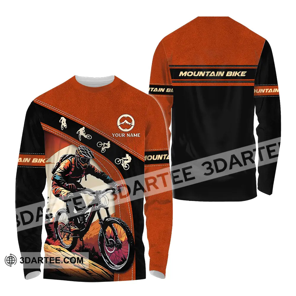 Unisex Shirt - Custom Name Biker For Mountain Bike Player Long Sleeve / S T-Shirt