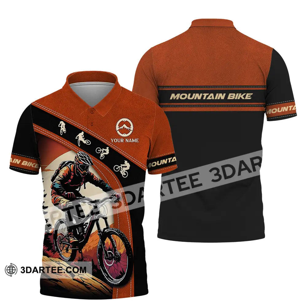 Unisex Shirt - Custom Name Biker For Mountain Bike Player Polo / S T-Shirt