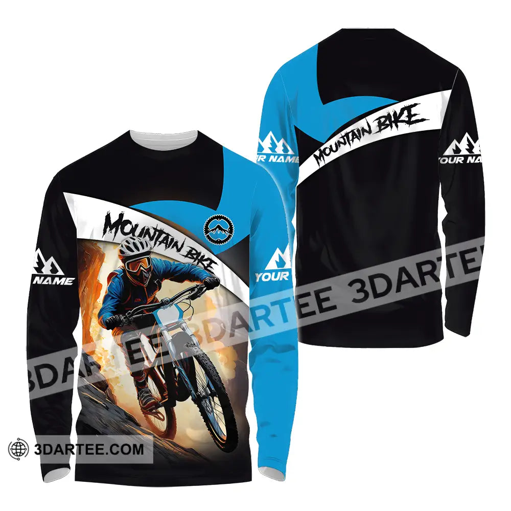 Unisex Shirt - Custom Name Biker For Mountain Bike Player Racing Long Sleeve / S T-Shirt