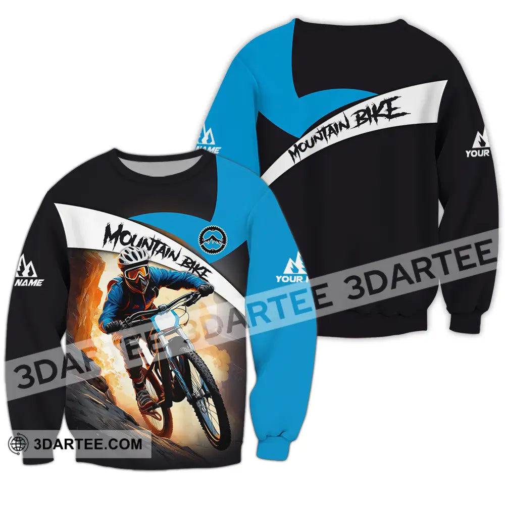 Unisex Shirt - Custom Name Biker For Mountain Bike Player Racing Long Sleeve / S T-Shirt