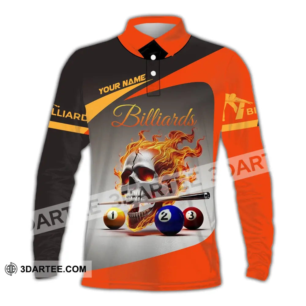 Unisex Shirt Custom Name Billiard Gift Long Sleeve Polo / S T-Shirt