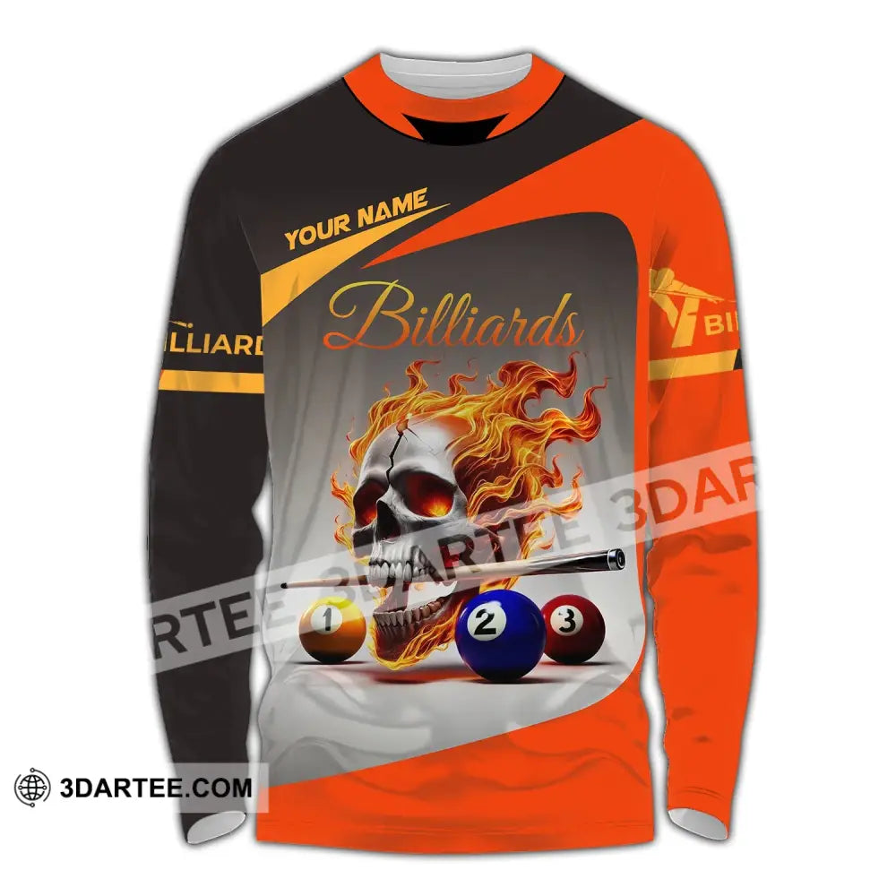 Unisex Shirt Custom Name Billiard Gift Long Sleeve / S T-Shirt