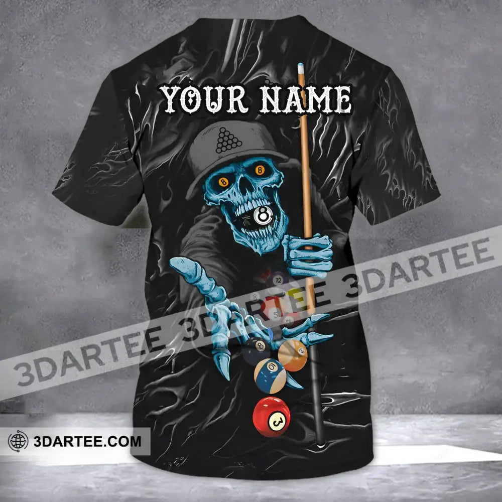 Unisex Shirt - Custom Name Billiards T-Shirt Skull Clothing T-Shirt