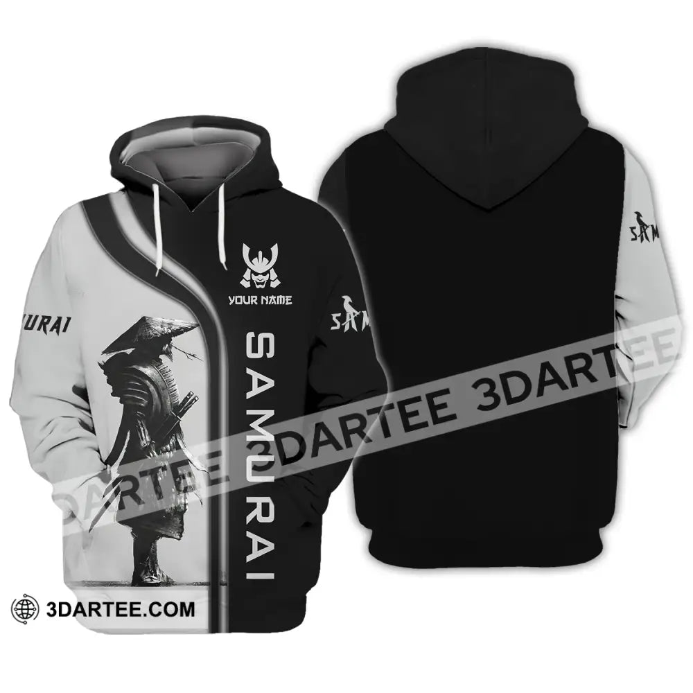 Unisex Shirt - Custom Name Black And Grey Samurai Hoodie / S T-Shirt