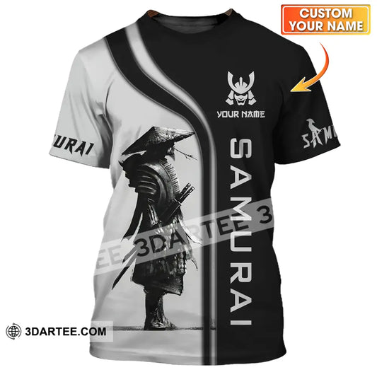 Unisex Shirt - Custom Name Black And Grey Samurai T-Shirt