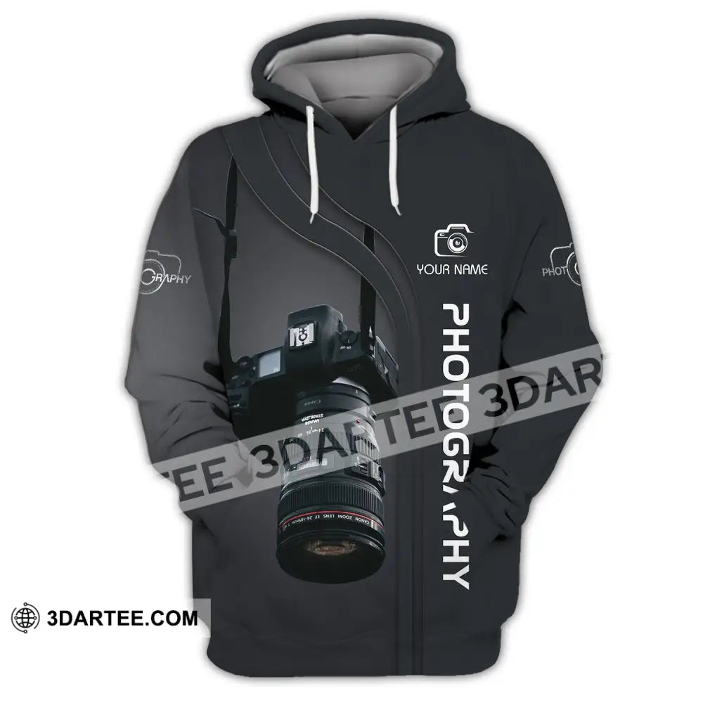 Unisex Shirt - Custom Name Black Camera Photographer Hoodie / S T-Shirt