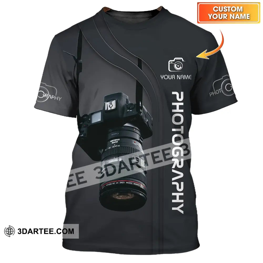 Unisex Shirt - Custom Name Black Camera Photographer T-Shirt