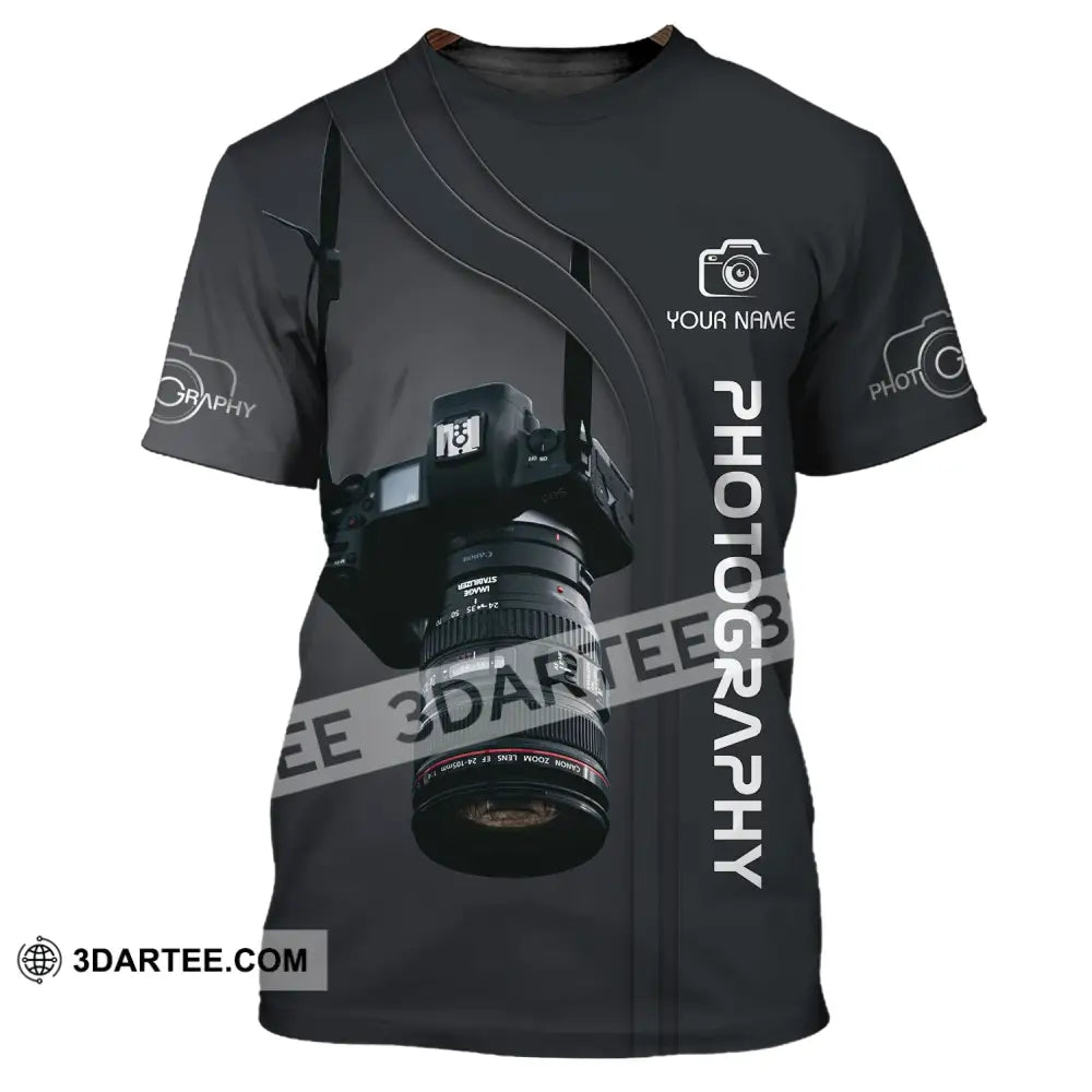 Unisex Shirt - Custom Name Black Camera Photographer T-Shirt / S T-Shirt