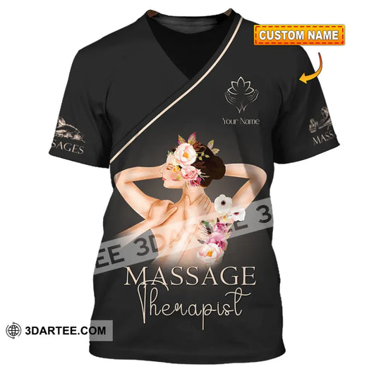 Unisex Shirt - Custom Name Black Massage Therapist T-Shirt