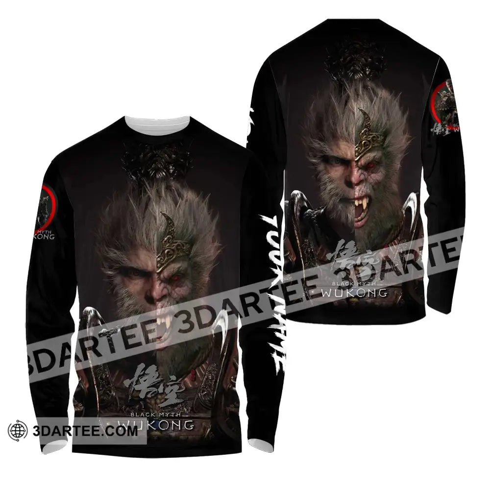 Unisex Shirt - Custom Name Black Myth Wukong Contrast Long Sleeve / S T-Shirt