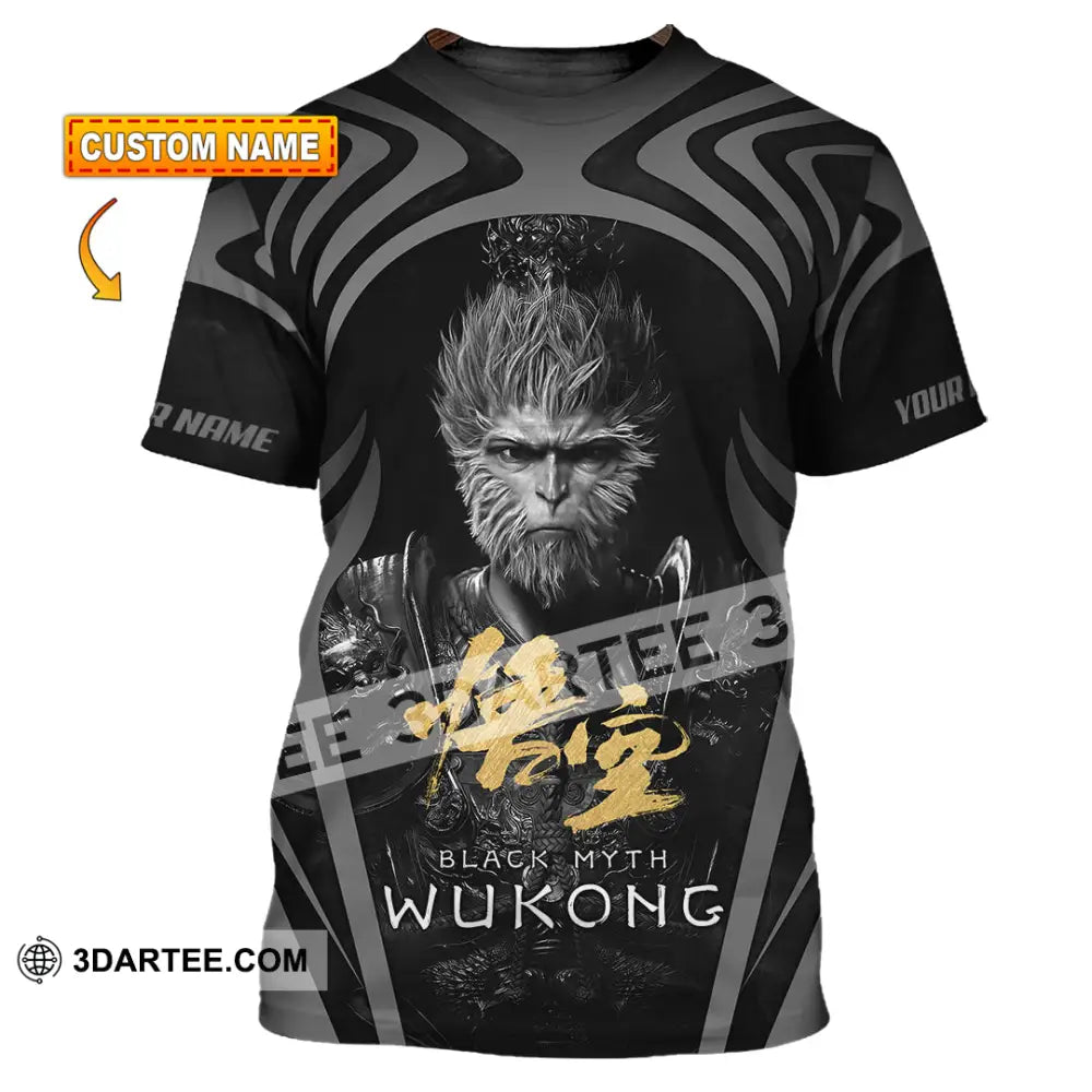 Unisex Shirt - Custom Name Black Myth Wukong Gold Text General T-Shirt