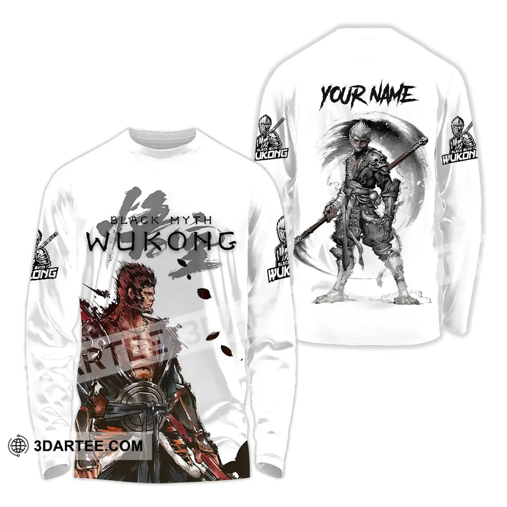 Unisex Shirt - Custom Name Black Myth Wukong Muscle Long Sleeve / S T-Shirt