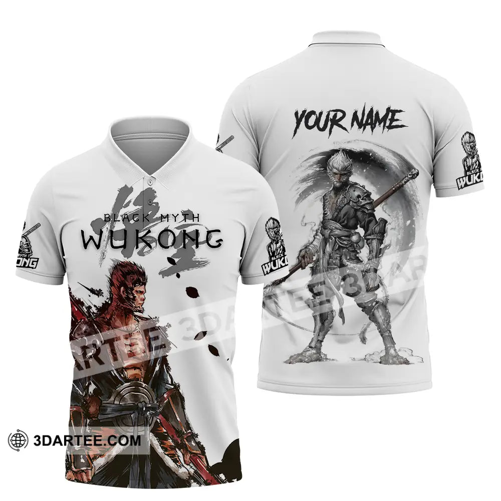 Unisex Shirt - Custom Name Black Myth Wukong Muscle Polo / S T-Shirt