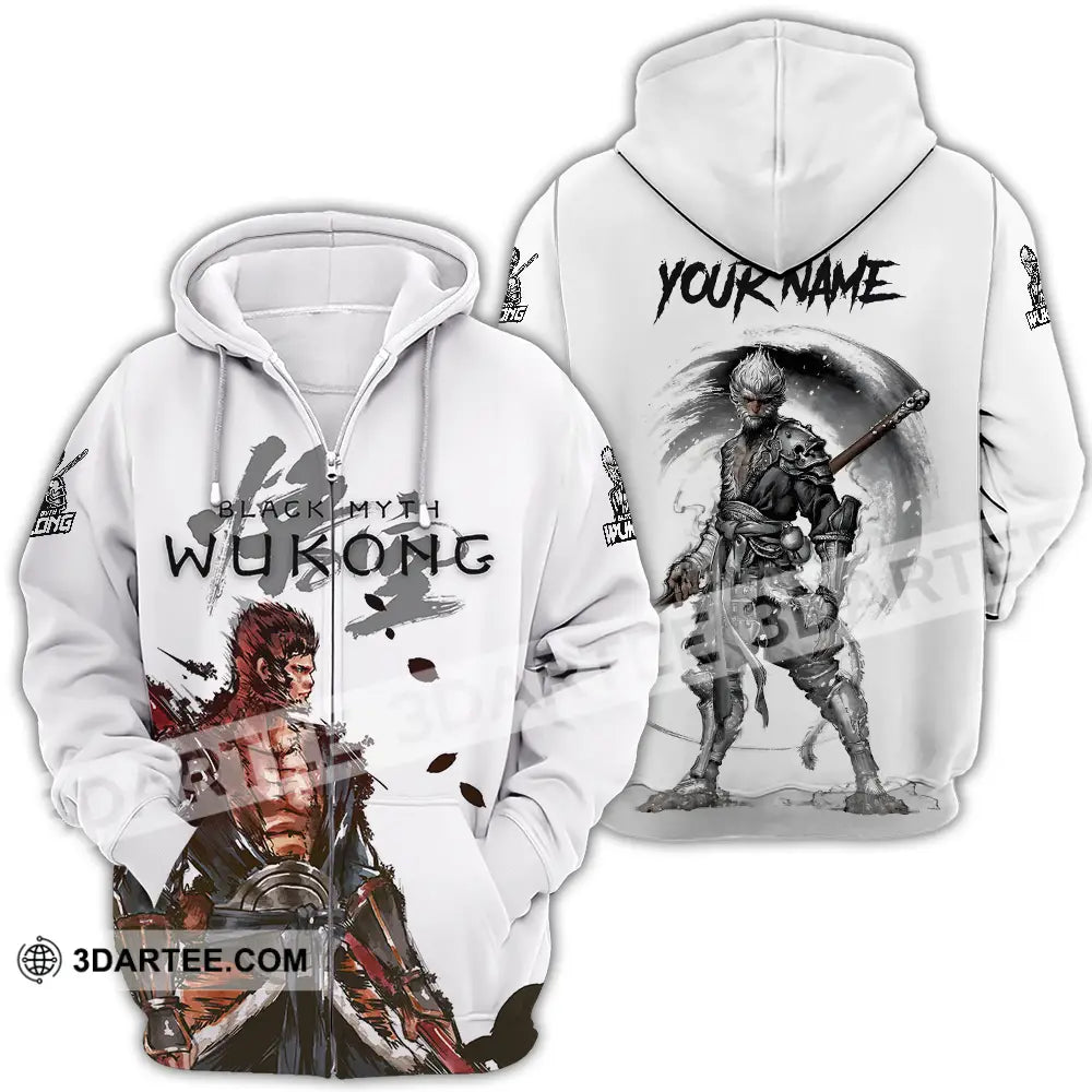 Unisex Shirt - Custom Name Black Myth Wukong Muscle Zipper Hoodie / S T-Shirt