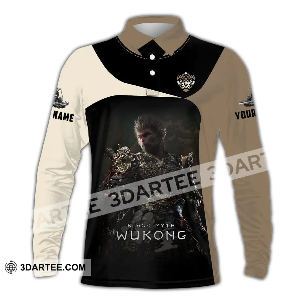 Unisex Shirt Custom Name Black Myth Wukong Polo Long Sleeve Gift For Game Lover / S T-Shirt