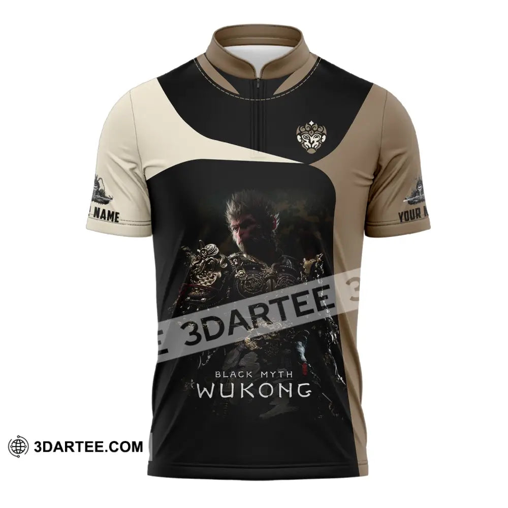 Unisex Shirt Custom Name Black Myth Wukong Polo Long Sleeve Gift For Game Lover Zipper / S T-Shirt