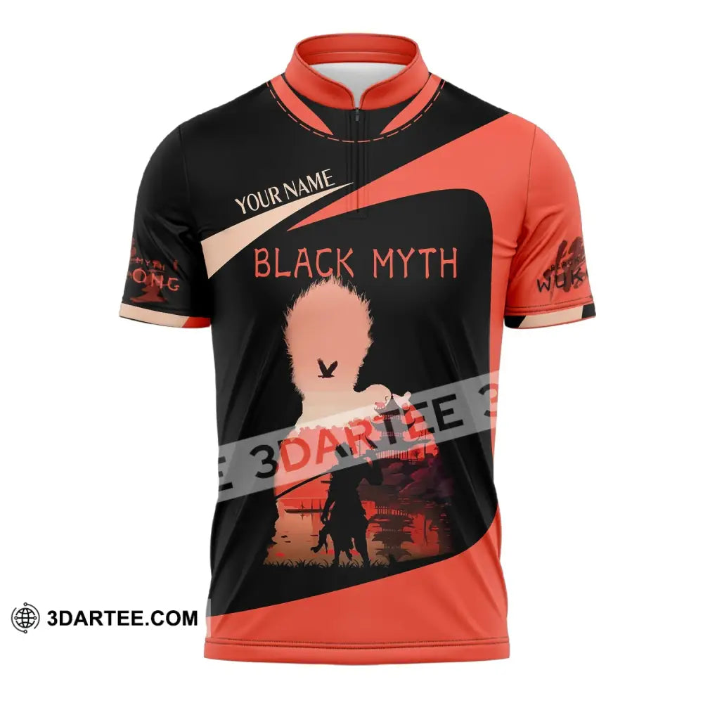 Unisex Shirt Custom Name Black Myth Wukong Polo Long Sleeve Gift For Game Lover Zipper / S T-Shirt