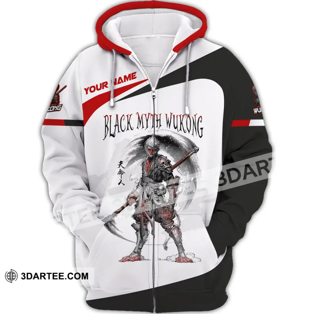 Unisex Shirt Custom Name Black Myth Wukong T-Shirt Hoodie Long Sleeve Zipper / S T-Shirt