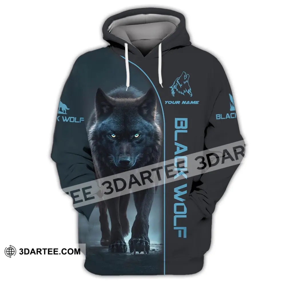 Unisex Shirt - Custom Name Black Wolf Hoodie / S T-Shirt