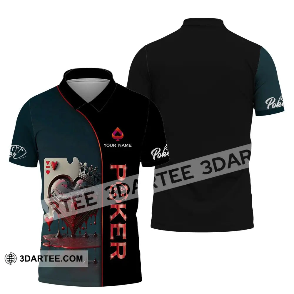 Unisex Shirt - Custom Name Blood Heart Poker Polo / S T-Shirt