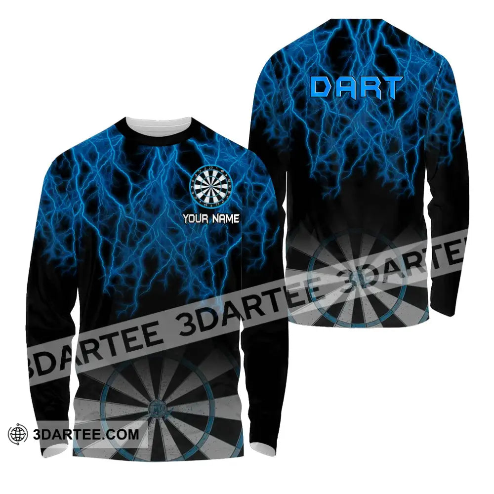 Unisex Shirt - Custom Name Blue Dart Long Sleeve / S T-Shirt