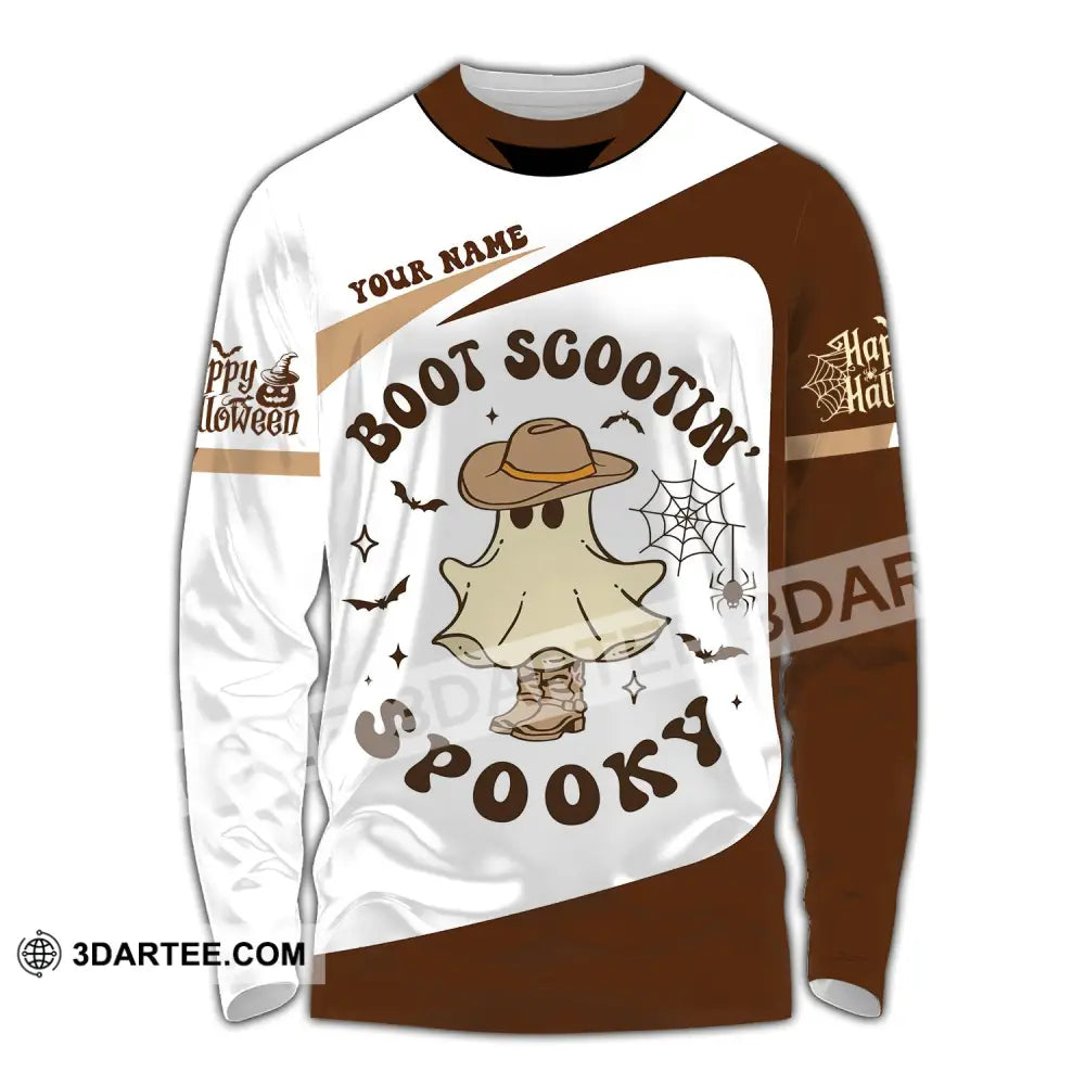 Unisex Shirt - Custom Name Boot Scootin Spooky Long Sleeve / S T-Shirt