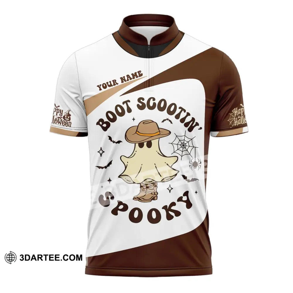 Unisex Shirt - Custom Name Boot Scootin Spooky Zipper Polo / S T-Shirt