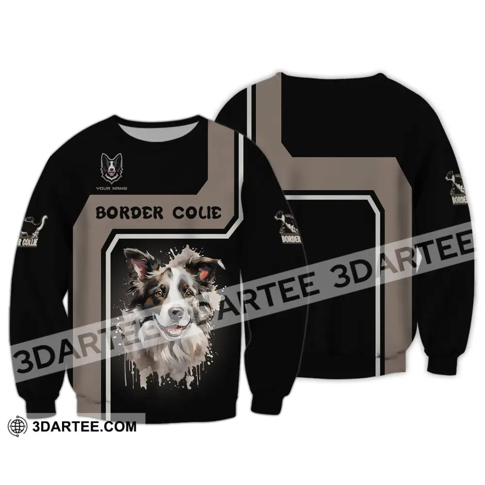 Unisex Shirt Custom Name Border Colie T-Shirt For Dog Lovers Long Sleeve / S