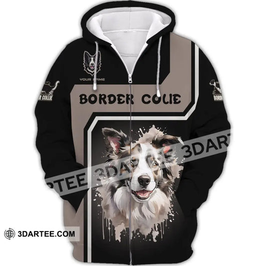 Unisex Shirt Custom Name Border Colie T-Shirt For Dog Lovers Zipper Hoodie / S