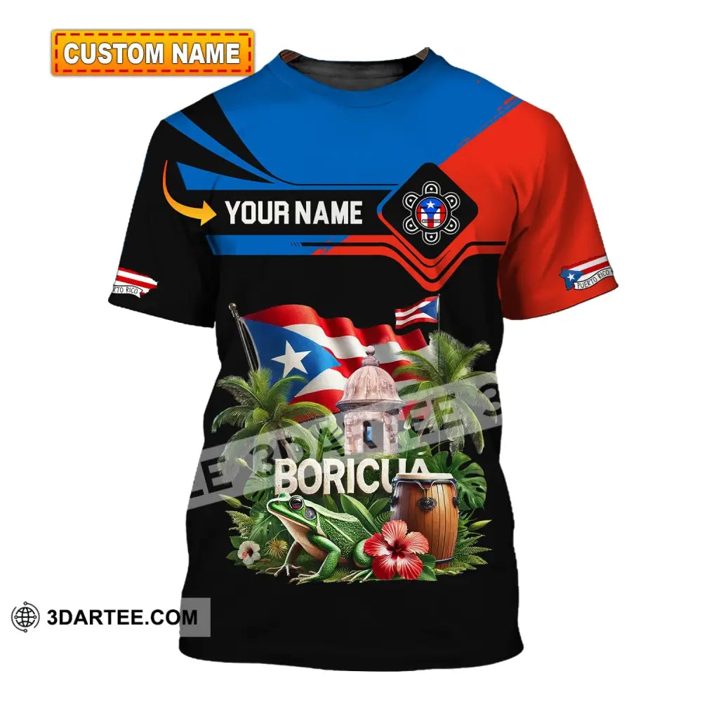 Unisex Shirt Custom Name Boricua Polo Long Sleeve Gift T-Shirt