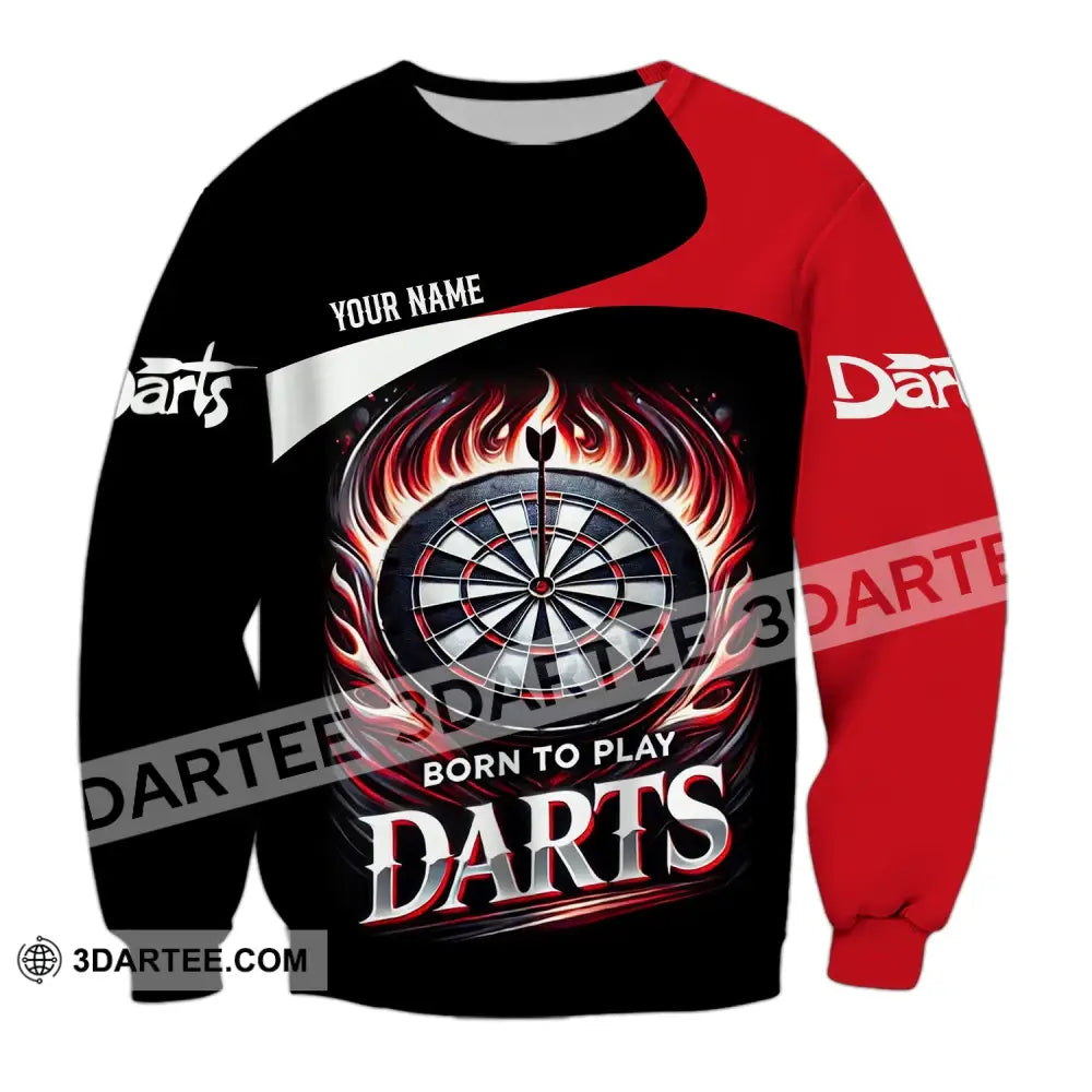 Unisex Shirt - Custom Name Born To Play Dart Long Sleeve / S T-Shirt