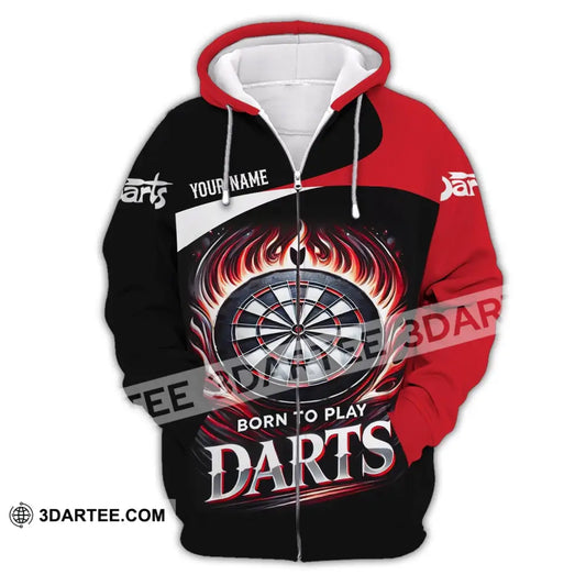 Unisex Shirt - Custom Name Born To Play Dart Zipper Hoodie / S T-Shirt