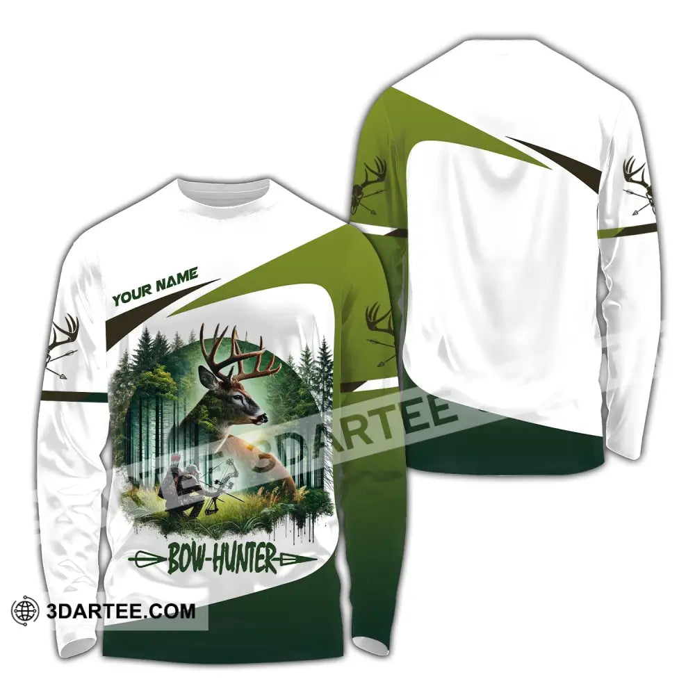 Unisex Shirt Custom Name Bow Hunter Hoodie Polo Long Sleeve / S T-Shirt