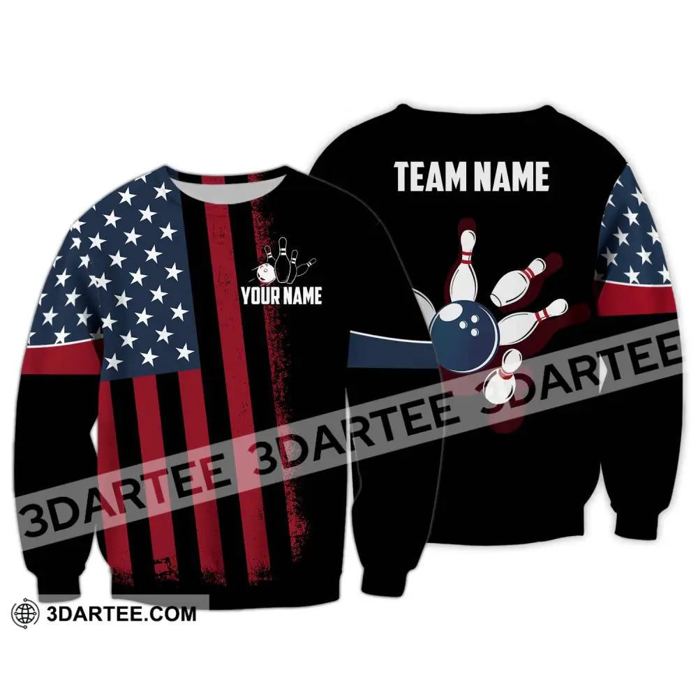 Unisex Shirt - Custom Name Bowling America Long Sleeve / S T-Shirt